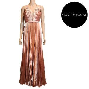 Mac Duggal Pink Plunge Neck Pleated Evening Gown Unattached Straps NWT Size 6